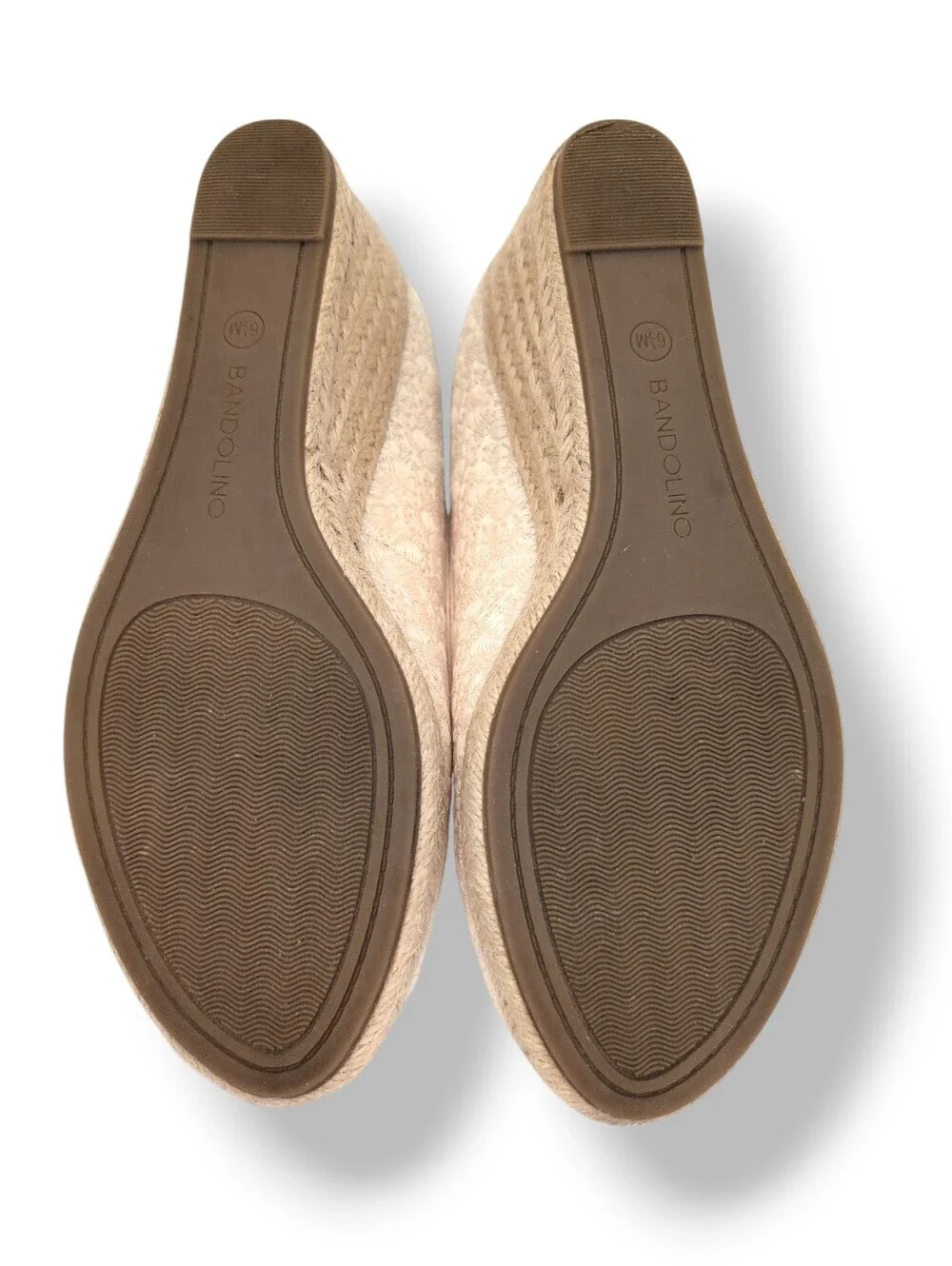 Bandolino Nuri Sz 6.5M Natural Linen Floral Espadrille Jute-Wrapped Wedge Sandal